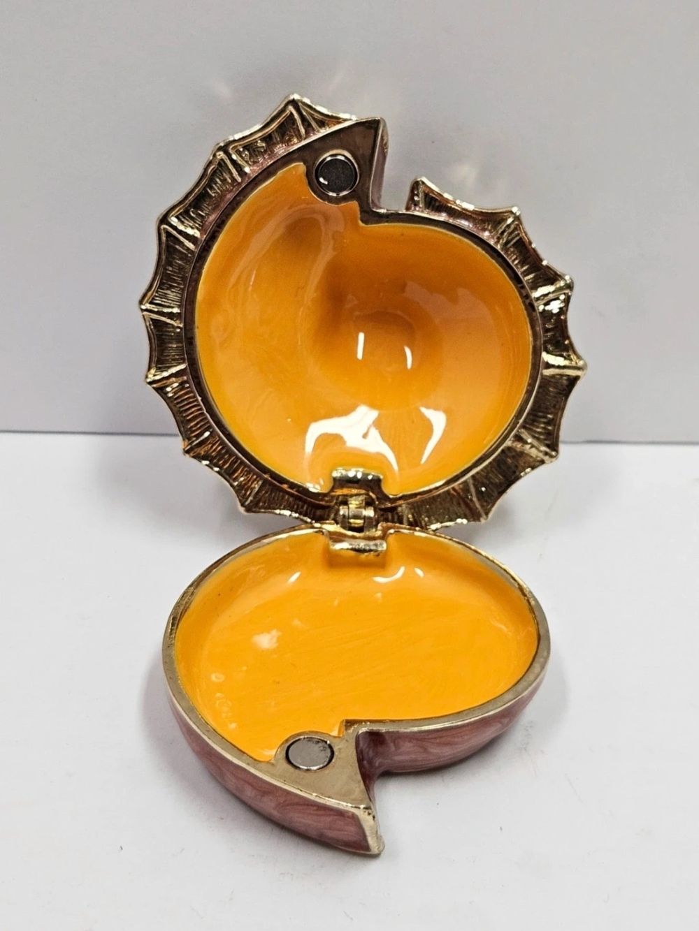 Enamel Sunburst Trinket Box in Yellow and Gold
